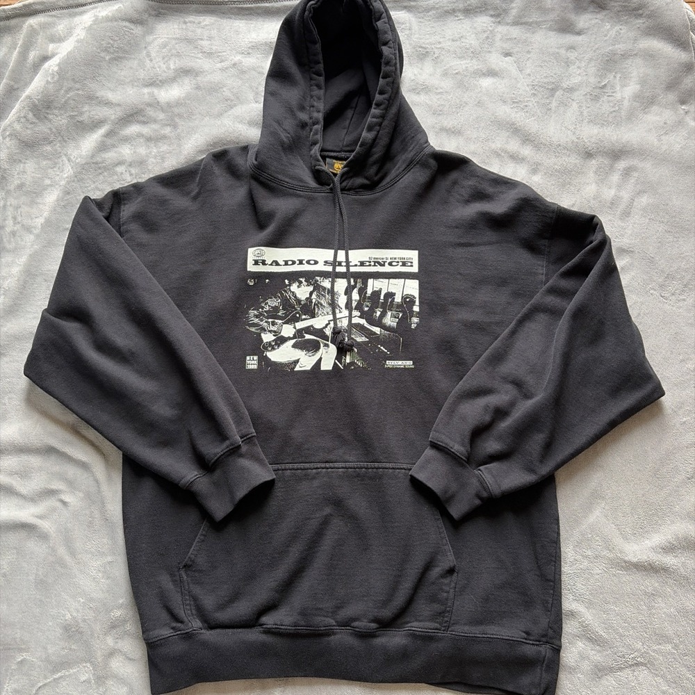 Yellow Rat Bastard Hoodie Mens XL Black Sweatshirt Radio Silence NYC Y2K